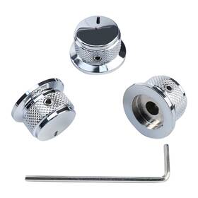 Ovsal C-mgz-cr-3 3pcs Electric Bass Guitar Metal Knobs Flat-top 3 Piece Chrome