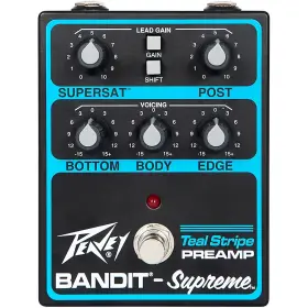 3621630 Peavey Bandit Supreme Teal Stripe Preamp Pedal Black And