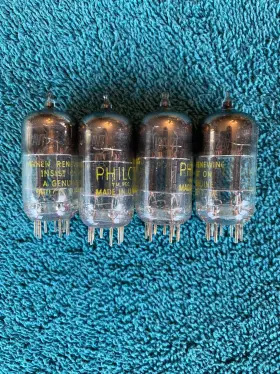 12av7 Philco Tested Lot 4 Vacuum Tubes Vintage Made In Usa