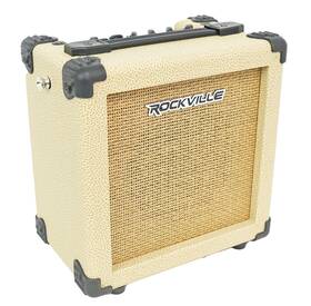 Rockville 613826660589 G-charge 20 Beige Rechargeable Guitar Amplifier Spring Reverb Mic In