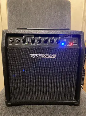 Rockville 819216029510 G-amp 20 Watt Guitar Amplifier Dual Input Combo Amp Bluetooth/delay