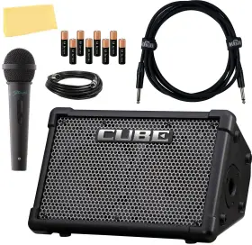 Roland 660845726475 Cube Street Ex 4-channe50-watt Battery-powered Amplifier Bundlemicrophone