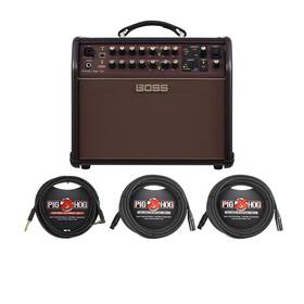 Roland Bossacs-livek1 Boss Acoustic Singer Live 60-watt Bi-amp Amplifier With Instrument Cables Bundle