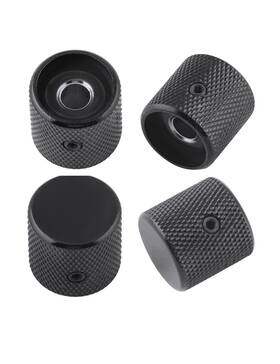 Rubatone 004-bk Metal Guitar Knobs Flat Top Control With Black Knurled