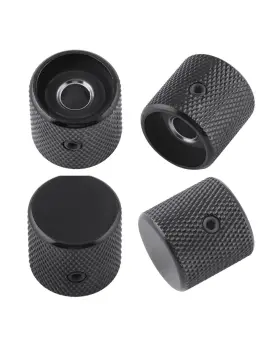 004-bk Rubatone Metal Guitar Knobs Flat Top Control With Black Knurled
