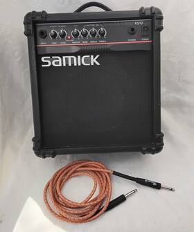 Samick Ks-10 Ks10 10-watt Compact Practice Guitar Amplifier With Reverb Braided Cable