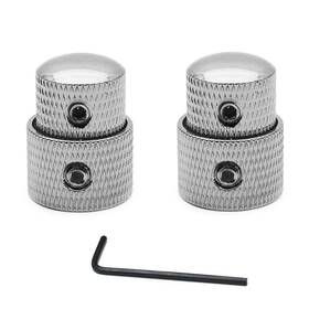 Saphue 719034210445 Guitar Dual Concentric Stacked Control Knobs Sets Metal With Chrome