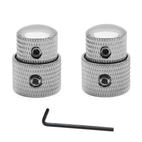 Saphue 719034210445 Guitar Dual Concentric Stacked Control Knobs Sets Metal With Chrome