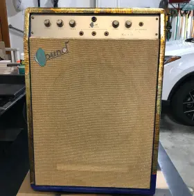 X-202 Sound Vintage 1960s Combo Base Guitar Tube Amp Blue With Variegated Flames