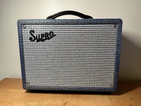 1605rj Supro 64 Reverb 5w 1x8 Tube Guitar Combo Amp Blue