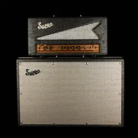 85sup003 Supro Pre Owned Statesman Guitar Amp Head With 2x12 Inch Cabinet Grey