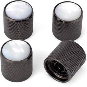 Swhmc Gui-6015 4pcs Metal Domed Volume Tone Control Knobs Pearl White Top Black