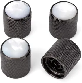 Gui-6015 Swhmc 4pcs Metal Domed Volume Tone Control Knobs Pearl White Top Black
