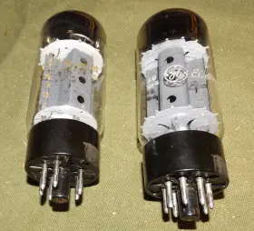 El34 Sylvania 6ca7 Pair Of Big Bottle Dual Getter Ge Test Match Amp Power Tubes