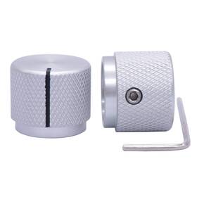 Taiss 722943290422 2pcs Silver Aluminum Rotary Electronic Control Potentiometer