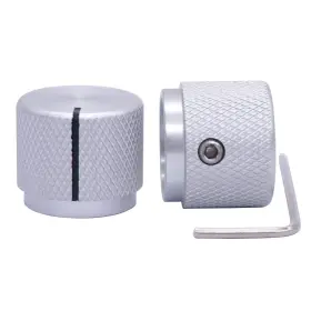 Taiss 722943290422 2pcs Silver Aluminum Rotary Electronic Control Potentiometer