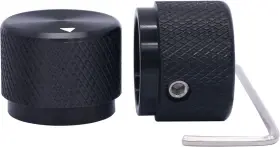 Taiss 734602588566 2pcs Black Aluminum Rotary Electronic Control Potentiometer Knob