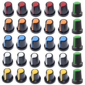 Thtrht 749877657732 30 Pack Potentiometer Knob 6mm Switch Cap Kit Wh148 Shaft Polychrome