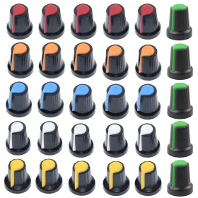 Wh148 Thtrht 749877657732 30 Pack Potentiometer Knob 6mm Switch Cap Kit Shaft Polychrome