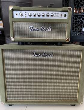 Two-rock 12-65b Rare Moss Green Sued-rock Studio Signature Tube Guitar Amp Head And Cabinet 35w