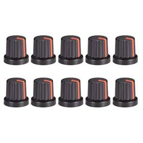 Uxcell A19082200ux0050 10pcs 6mm Shaft Hole Knob For Speaker Effect Pedal Amplifier Black Red
