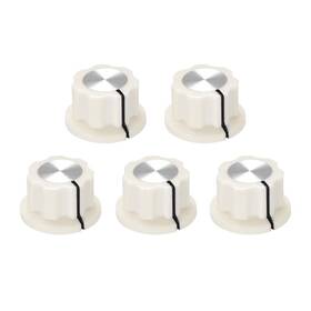 Uxcell A19082200ux0091 5pcs 6.4mm Shaft Hole Potentiometer Volume Control Rotary Knobs Cream