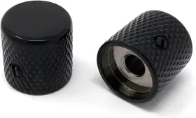 Bk30m-blk Vintage Forge Black Metal Flat Top Barrel Knobs For Electric Guitar And Bass Set Of