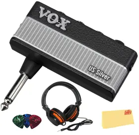 Vox 840262237895 Amplug 3 Headphone Guitar Amplifier - Us Silver With Headphones