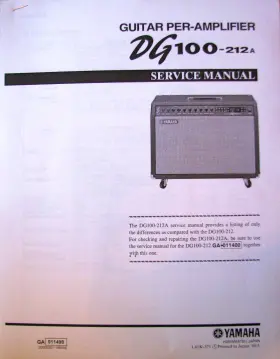 Dg100-212a Yamaha Guitar Amplifier Service Manual Booklet