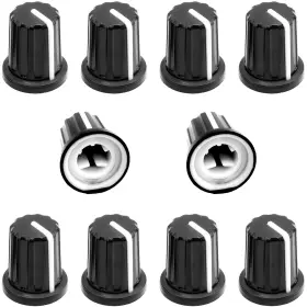 Zxuezheng 790898792902 10pcs 6mm D Type Potentiometer Control Knobs Plastic Volume Audio Black