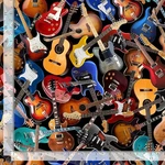 Guitars Music 3359 Crowded Timeless Durable Cotton Fabric Bty New. Price: $10.50.