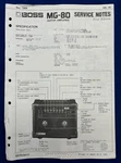 Original Roland Boss Guitar Amplifier Service Notes Manual / MG-80 Unspecified. Price: $17.95.