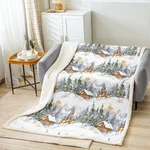 Elk Printed Sherpa Blanket Wild Animal Pattern Fleece Throw For Sofa Cou New. Price: $16.99.