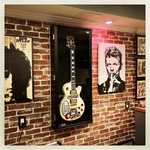 Guitar Display Case Electric Black Solid Wood Cabinet Gibson Fender Shadow Box New. Price: $363.88.