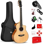 New Vangoa 36 Acoustic Electric Guitar Starter Kit Cutaway Eq Amp Bag Tuner. Price: $129.99.