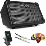 Boss Cube Street 2X6.5" 10-WATT Battery Powered Combo Amp Essentials Bundle New. Price: $419.00.