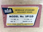 Utah Micro-gap Standard Replacement Speaker Model SP12D 12" New. Price: $55.00.