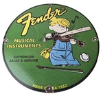Vintage Fender Sign - Music Guitars Amplifiers Porcelain Gas Station Used. Price: $114.47.