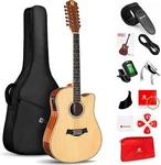Vangoa 12 Guitar, Acoustic Electric Strings, Bone Nut New. Price: $199.00.