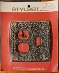Vintage Dexter Lock Antique Bronze Stylset Outlet & Toggle Wallplate Cover New. Price: $9.00.