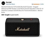 Marshall Emberton Iii Black/brass Portable Bluetooth Speaker Usb-c 20W 4800MAH Open. Price: $100.00.