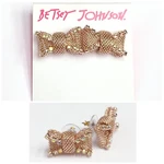 Nwt Betsey Johnson Not Your Babe Rose Gold Tone Crystals Mesh Bow Stud Earrings New. Price: $28.00.