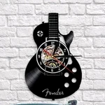 Fender Guitar Wall Clock Made From Vinyl Record New Mancave Bar Band Decor Open. Price: $17.13.